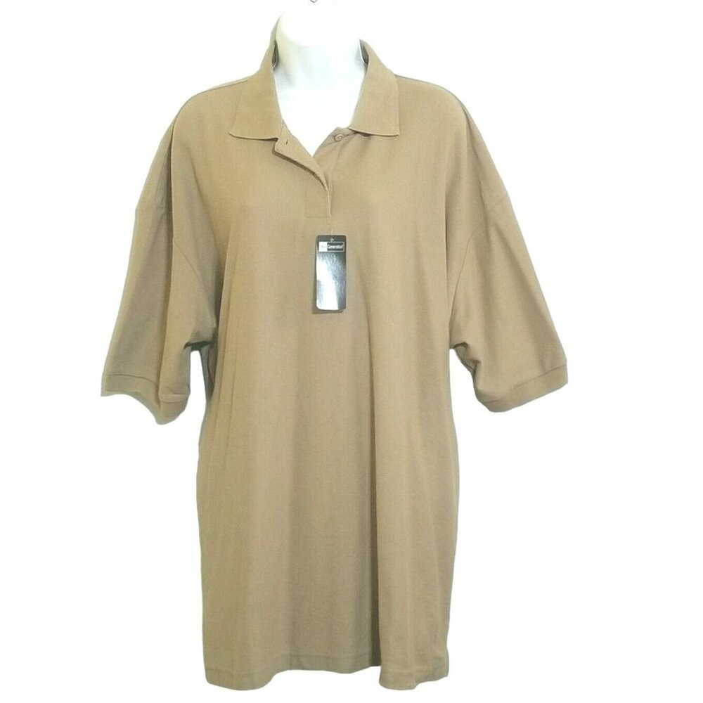 Blue Generation Ladies Polo Shirt Womens 3XL Tan Short Sleeve Uniform NEW Collar